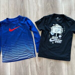 Nike Kids Blue Long Sleeve and Black Tee Set